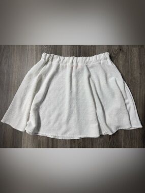 Rainbow White Swiss Dot Flowy Mini Skirt Elastic Waist Boho Fairy Cottagecore